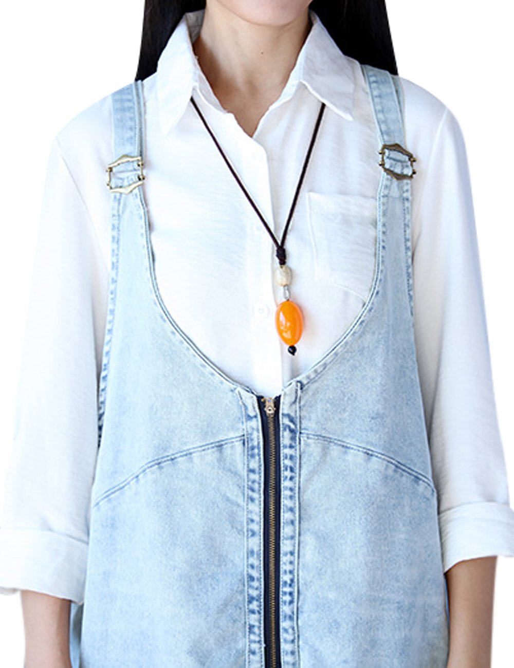 Youlee Femmes Fermeture éclair En vrac Denim Salopette