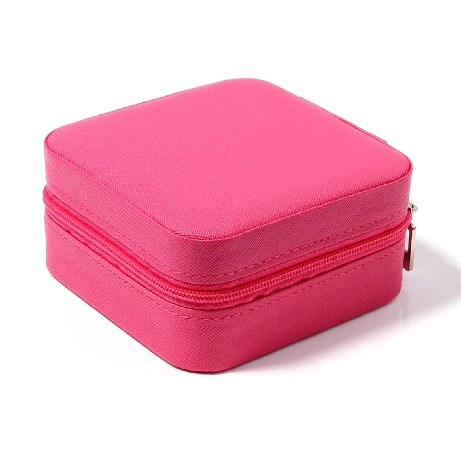 Boite A Bijoux Mini boîte à Bijoux de Voyage Portable 1 pièce, boîte à Bijoux en Cuir, Bague, Collier, étui de Rangement, boîte Cadeau for Filles et Femmes pour Les Bijoux(Hop Pink)