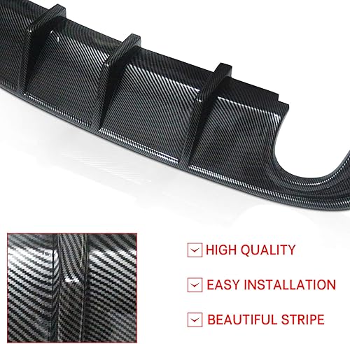 Miniatura 6 de NINTE Difusor trasero para Dodge Charger RT 2015-2018 | Cargador SXT y SE 2015-2023 Estilo de fibra de carbono Shark Fin Balón de parachoques