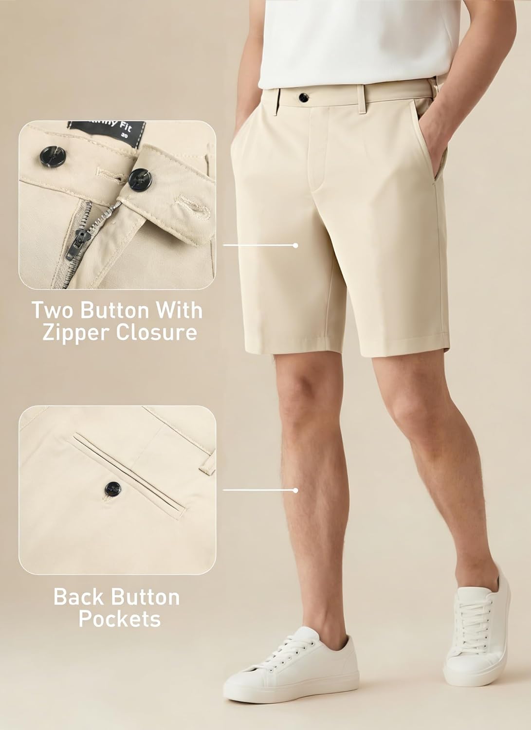 GINGTTO Mens Golf Shorts Slim Fit Stretch Chino Short Pants for Men 9 Inch Inseam - Image 5
