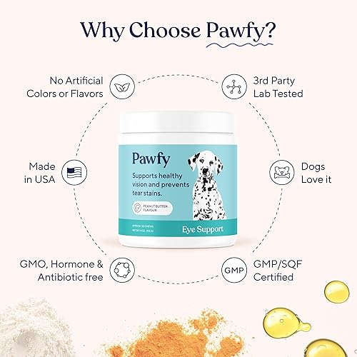 Miniatura 6 de Pawfy Masticables suaves para los ojos, evita las manchas de lágrimas, ayuda a la vista, salud general de los ojos, con luteína, aceite de krill y