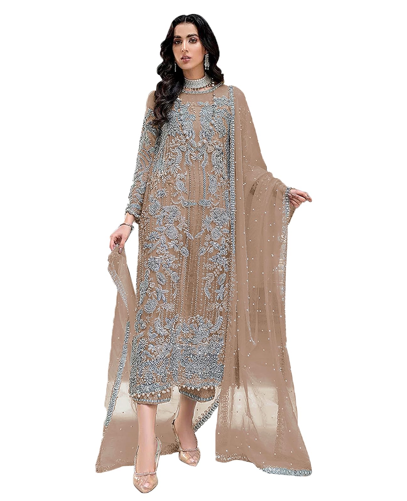 Women's Georgette Ethnic Wear for Women Semi Stitched Salwar Suit SFver-119 Diwali Outfit Bridal Purple1 Colour Indian Casual Wear Salwar Suit IN Eid-image-8