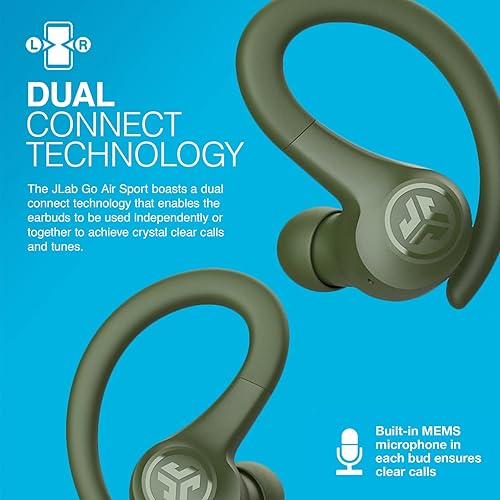 Miniatura 10 de JLab Go Air Sport auriculares inalámbricos de entrenamiento con llamadas transparentes C3, diseño deportivo seguro con gancho para las orejas,