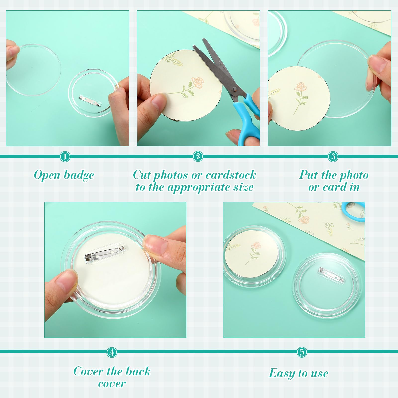 Acryl-Knopf-Anstecknadel 7,5 Cm – Bastelknöpfe Zum Selbermachen, Mit Anstecknadel, Für DIY-Abzeichen & Schulprojekte
