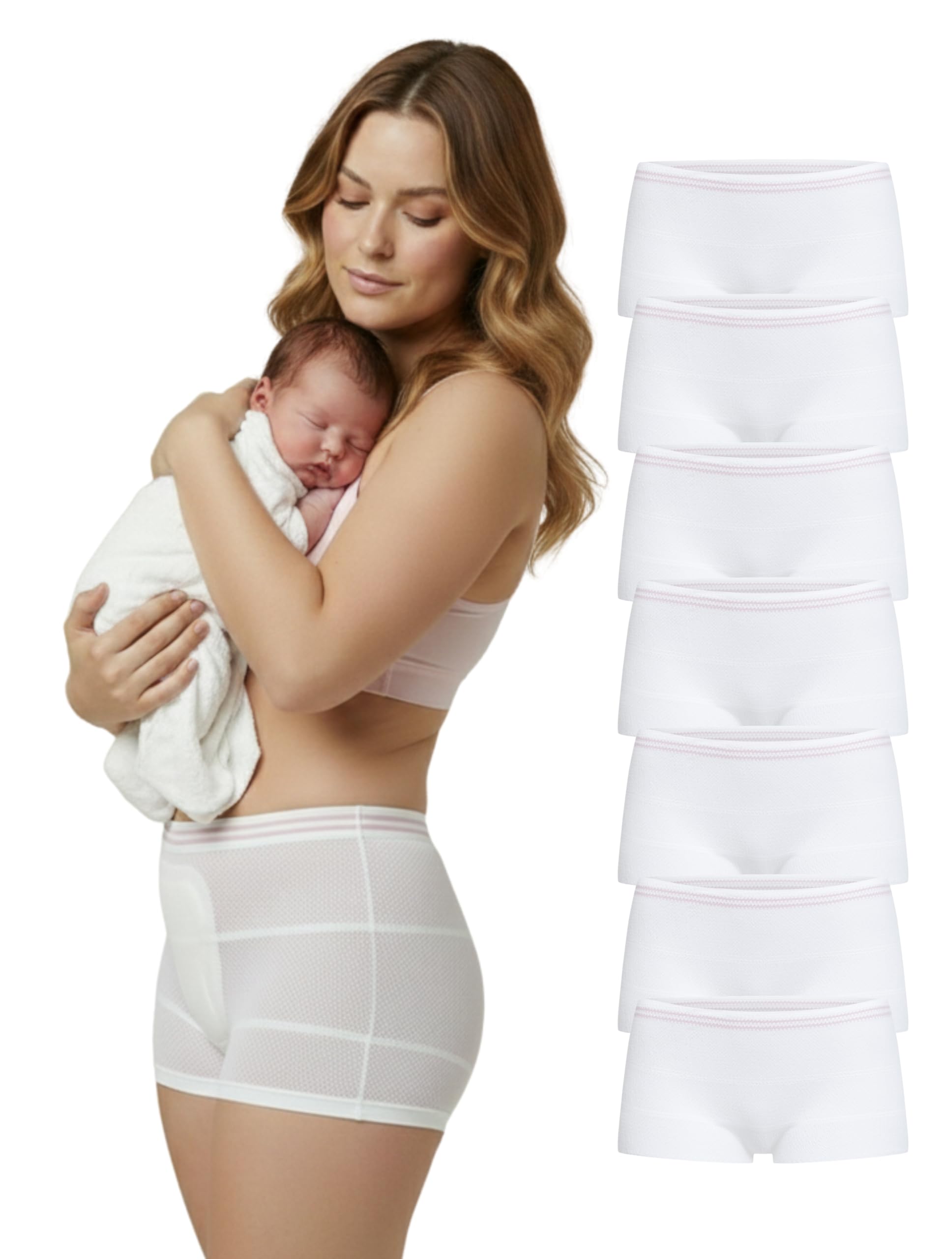 Herzmutter Intimo Post-Parto - Confezione da 7 - OekoTex - Slip Premaman - Intimo monouso per Donna 9500