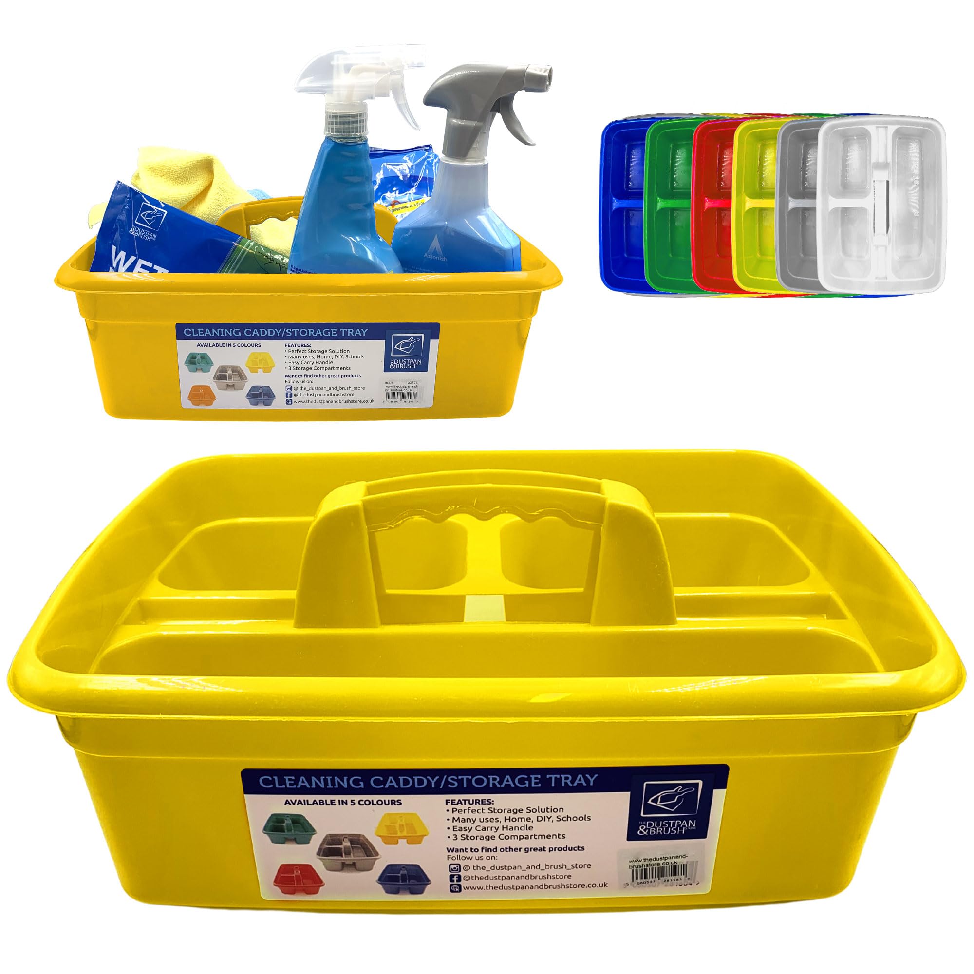 Tdbs The Dustpan And Brush Store Yellow Cleaning Caddy With Handle Cleaners Caddy Organiser Carry Baskets For Cleaning Products (Yellow)