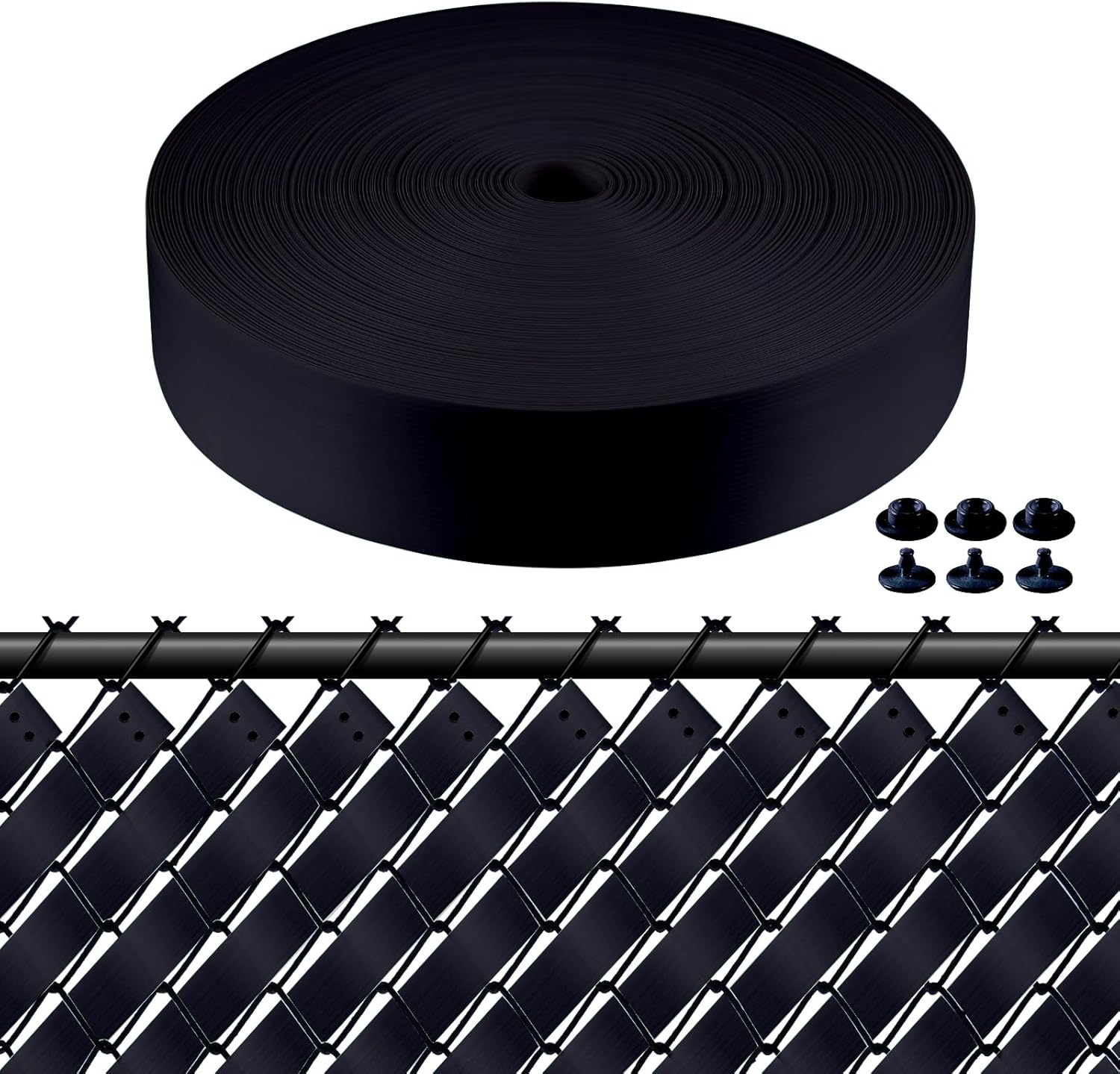 Chain Link Fence Privacy Strip, 246 ft. Fence Privacy Strip, (Includes 200 Clasps + One Hole Punch) Black?Suitable for Decks, patios,grates, Wire mesh and More. 246 ft. Black