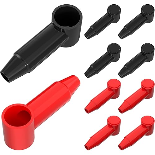 10Pack Battery Terminal Cover for 1/4",5/16",3/8" Battery Post, Silicone Stud Terminal Cover Protector Boot fit 4 to 2/0 AWG Gauge Cable for Car Truck RV Solar