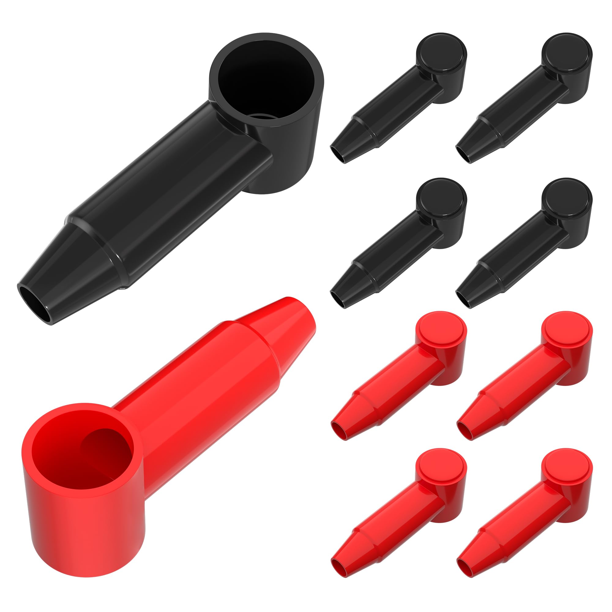 RVBOATPAT 10Pack Silicone Stud Terminal Cover for 1/4",5/16",3/8" Battery Post, Round Terminal Protector Boot fit 4 to 2/0 AWG Gauge Cable for Car Truck RV Solar