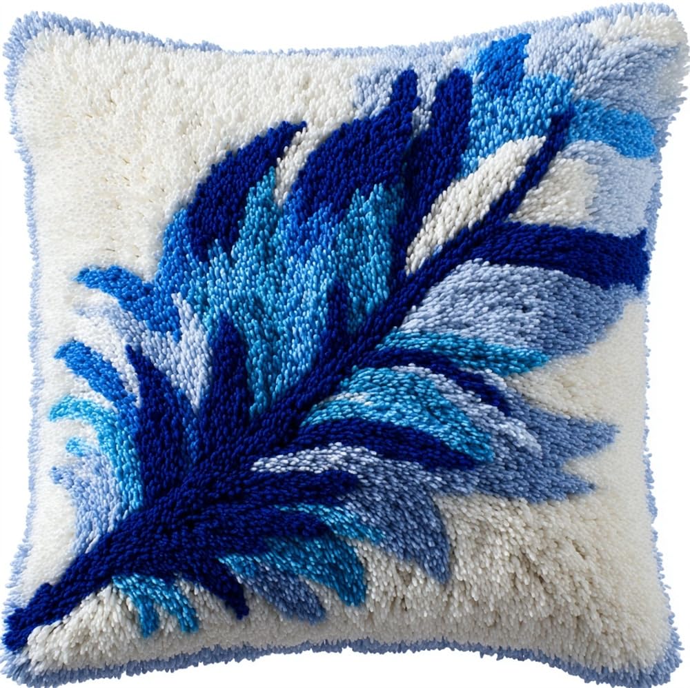 FWRTYCB 3D Pillow Latch Hook Embroidery Kits Feather Cushion Art