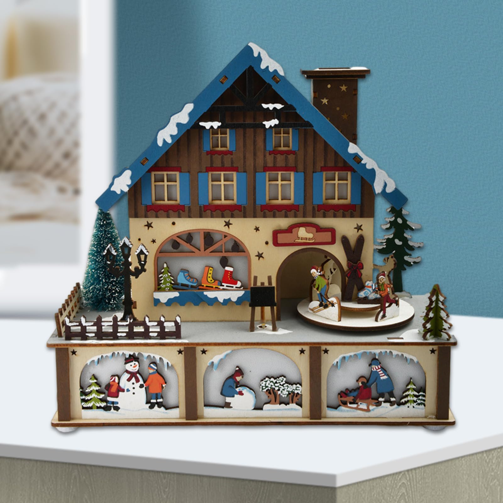 Caja Musical de Madera Decoración navideña para niño, niña, Hombre, Mujer, Aniversario de Navidad, cumpleaños, Regalo Unisex para Amantes de la música