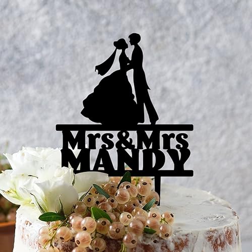 Miniatura 5 de Lesbian Marriage Cake Topper for Wedding Mrs And Mrs Cake Topper Bride Two Girl Silhouette Wedding Cake Topper Homosexual LGBT Custom Cake