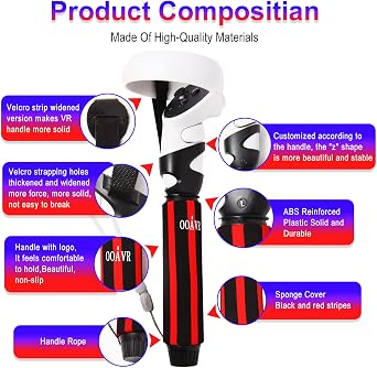 OOAVR VR Game Handle Extension Grips for Oculus Quest 2,2 in 1 Multipurpose Long Arm/Dual Grip Accessories for Meta Quest 2 Playing BeatSaber Gorilla Tag VR Game
