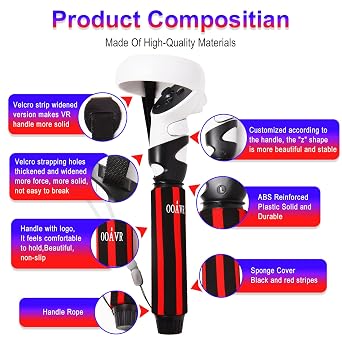 OOAVR VR Game Handle Extension Grips for Oculus Quest 2 Controller,2 in 1 Multipurpose Long Arm/Dual Grip Accessories for Playing BeatSaber,Gorilla Tag and VR Game