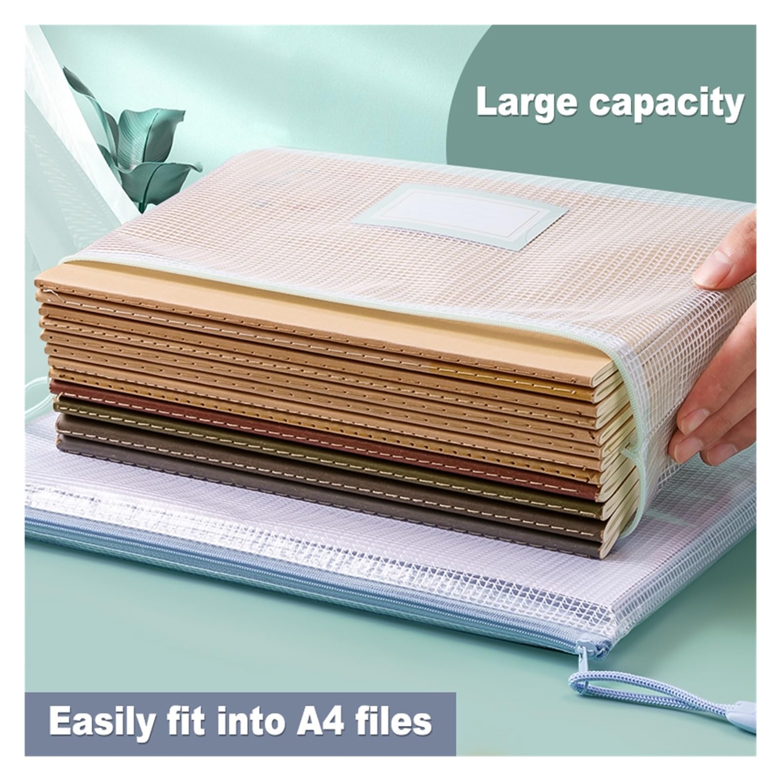 Borse con zip a rete Cartella portadocumenti con cerniera in rete A4, grande capacità, con cerniera, for ufficio, studenti, libri di testo, documenti di prova, custodia for archivi(63484)