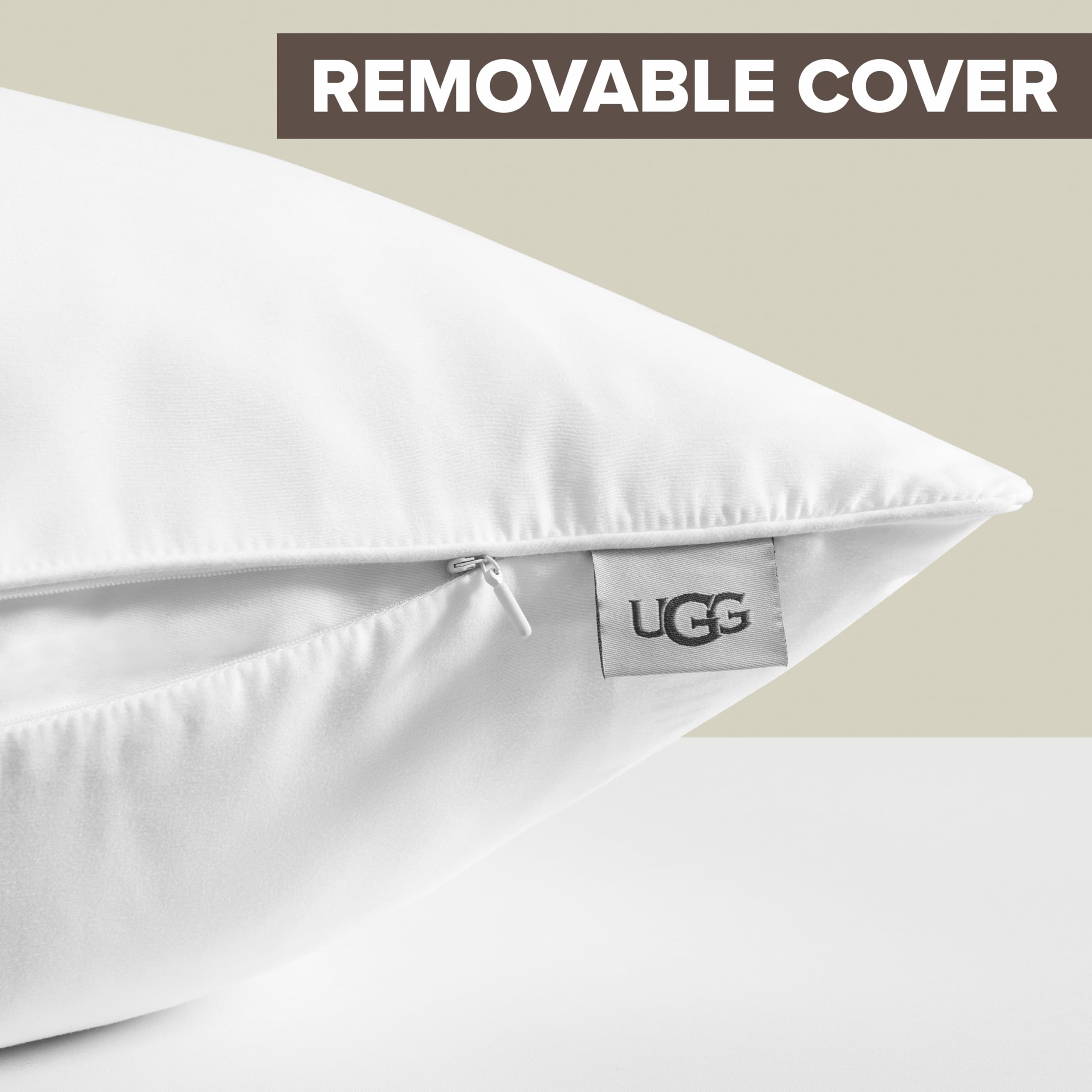 UGG Aimee 32238 Aimee Standard Basic Cooling Technology Bettkissen und Kissenbezug für Doppelbett, Queen-Size-Bett, hypoallergen, Daunen-Alternative, maschinenwaschbar, Standard 50,8 x 66 cm, Weiß