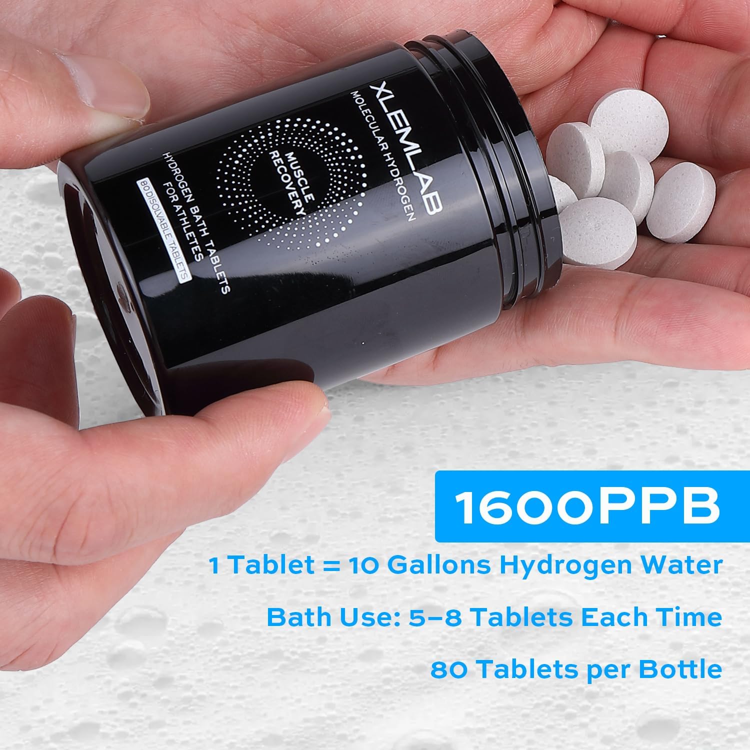 Hydrogen Bath Bombs Tablets,H2 Tablets with Magnesium for Muscle Recovery, H2 Water for Body Soak, Molecular Hydrogen Nano Bubbles for Athletes,Gift for Men, 80 Count 15 Uses