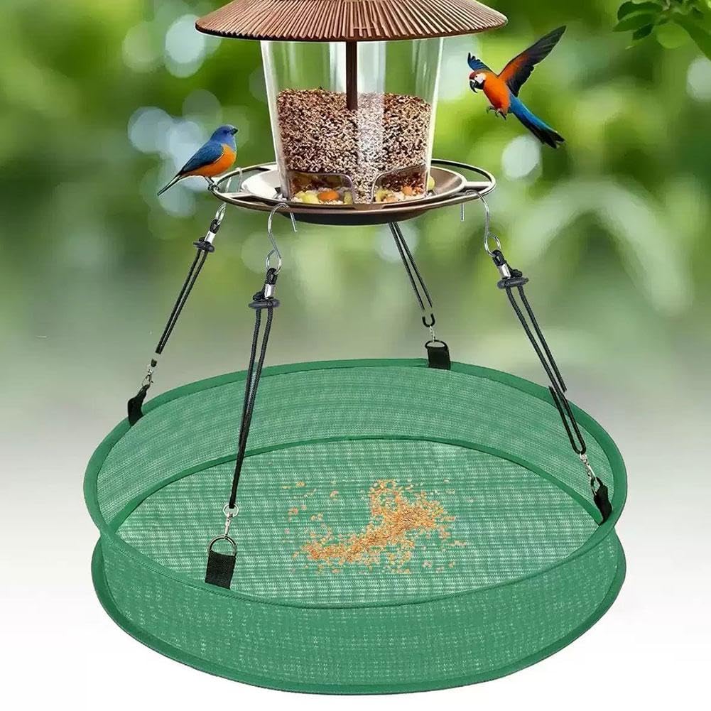 Spill Guard Mesh Tray, Hanging Mesh Trays Bird Feeder with Rope Hook Anti-Overflow Protection, Birds Seed Catcher Tray, Hanging Bird Feeder For Backyard Patio Plus Garden Decor