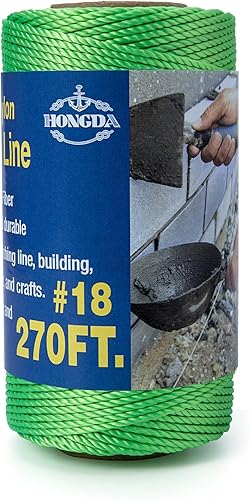 Miniatura 25 de HONGDA Cuerda de Nylon Trenzado, #18 x 540 pies Cuerda de Línea de Albañil, Cordel de Nylon para Trabajos de Mampostería, Línea de Trote, Línea