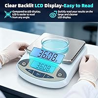 Vista 4 de Báscula de laboratorio de 211.64 oz x 0.00 oz, balanza analítica de 0.00 oz de alta precisión, báscula científica de gramos, balanza digital