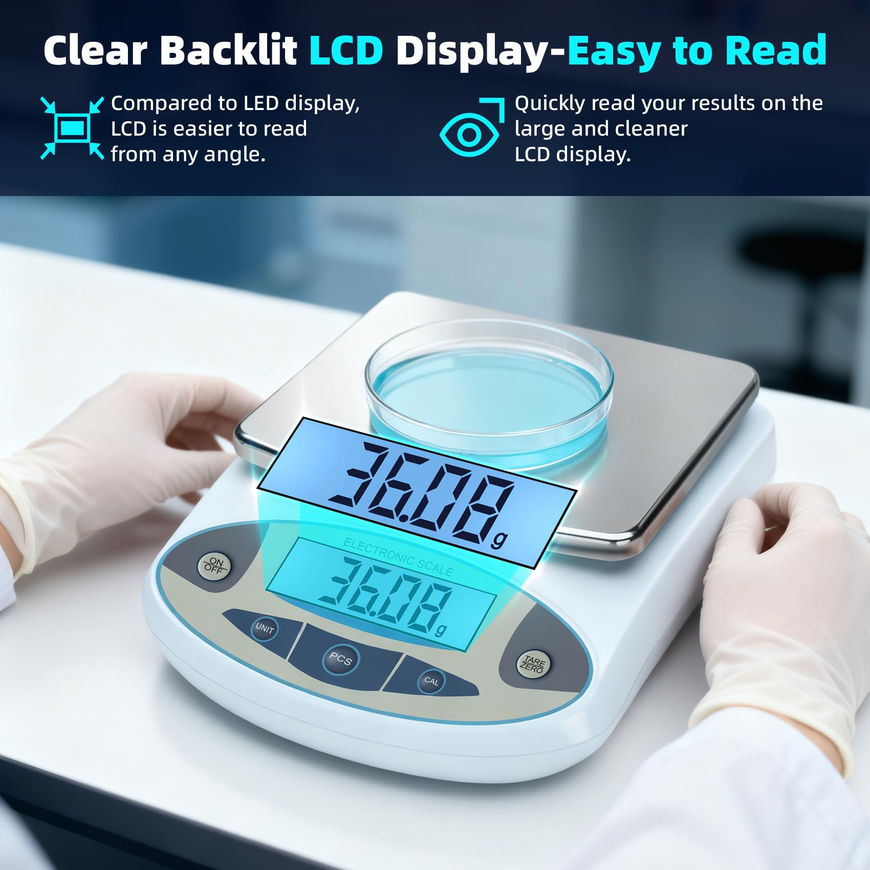 Báscula de laboratorio de 3000 g x 0,01 g, 13 unidades de 0,01 g de precisión, balanza analítica digital de alta precisión, escala electrónica de laboratorio, escala digital para cocina/joyería