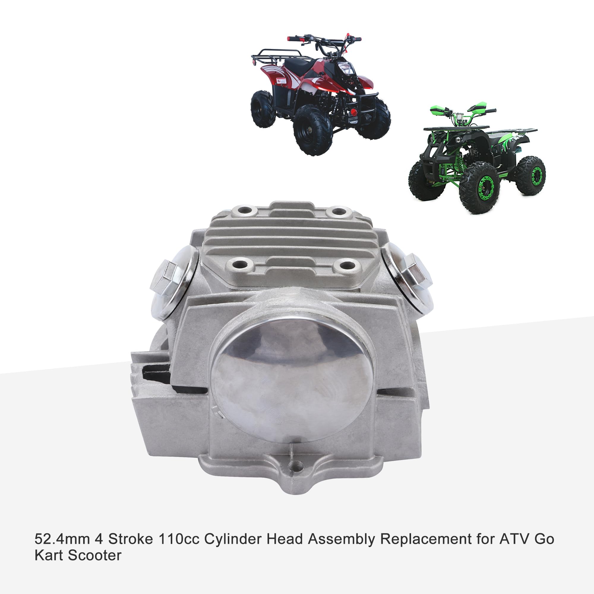 GOOFIT Ensamblaje de la Cabeza del Cilindro de 52,4 mm para 4 Tiempos 110cc ATV Go Kart Scooter