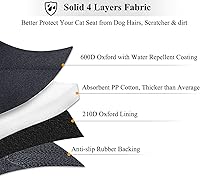 Vista 4 de Vivaglory - Fundas de asiento de automóvil para perro, con diseño sin falda, acolchado y duradero, 600 denier, Oxford, 4 capas protectores de coche