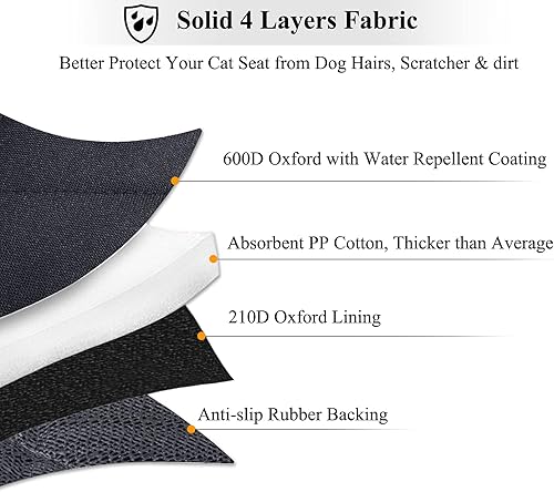 Miniatura 4 de Vivaglory - Fundas de asiento de automóvil para perro, con diseño sin falda, acolchado y duradero, 600 denier, Oxford, 4 capas protectores de coche