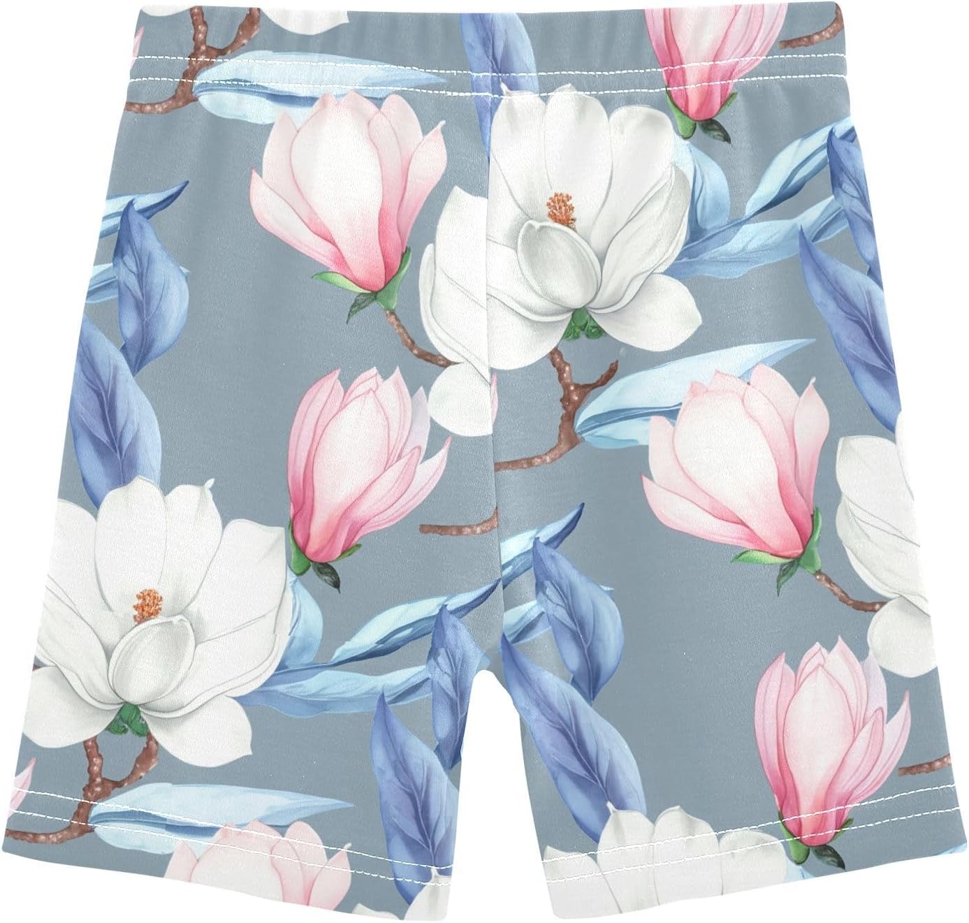 Magnolia Blossom White Girls Bike Shorts Toddler Soft Cotton Active Under Dress Shorts