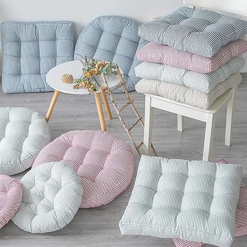 Miniatura 10 de Tiita Cojines redondos para interiores y exteriores, de 22 pulgadas, a rayas, para patio, jardín, cojines de asiento para el hogar, cojines de