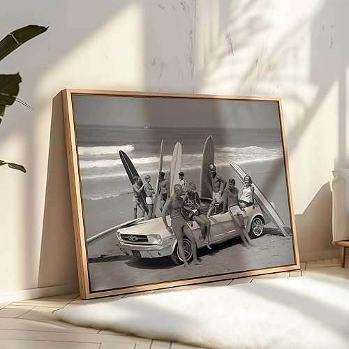 Miniatura 4 de Poster Master Póster vintage de surfistas en la playa, impresión retro de surfistas, arte de playa, arte Mustang, regalo costero para hombres,