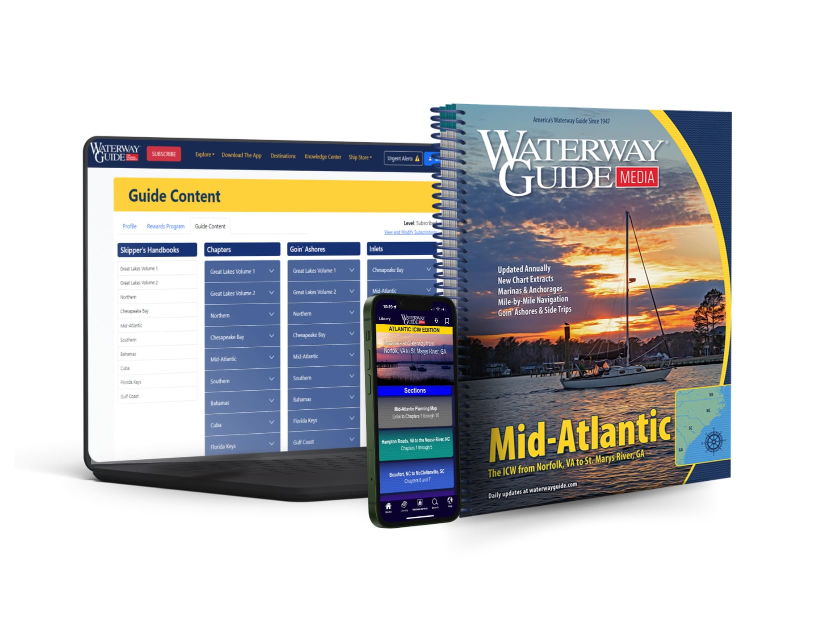 Waterway Guide Mid-Atlantic Bundle (Print + Digital): Essential Cruising Guide for Boating on the Atlantic ICW