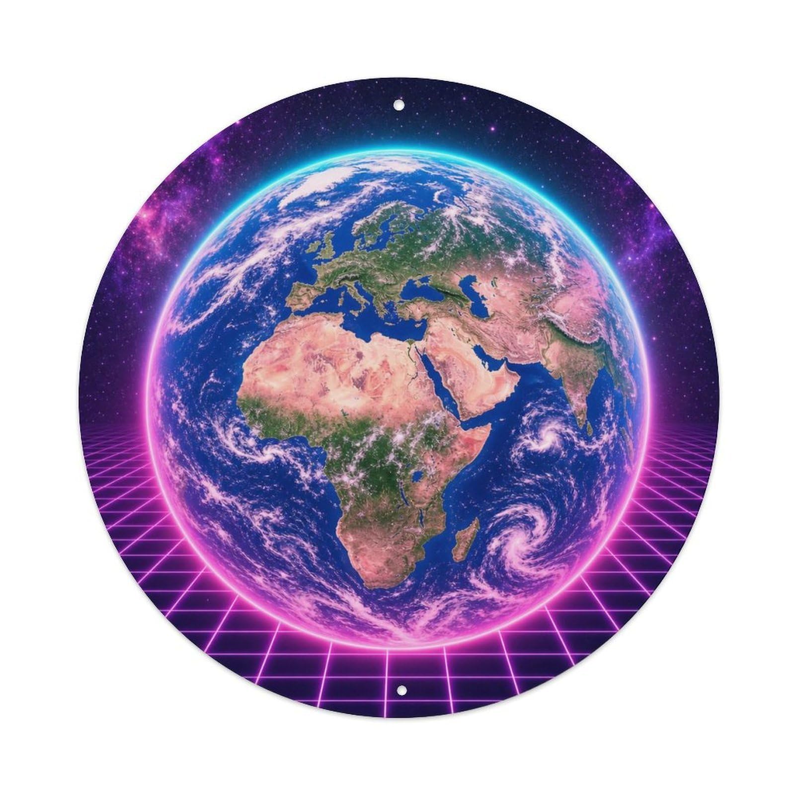 Okngb Style Deep Sky Earth Blue Planet Astral Glow Observatory Metal Tin Sign Plaque Wall Decor For Cafe, Man Cave, Club Bar, Office, Home Garden Round Metal Poster 8X8inch