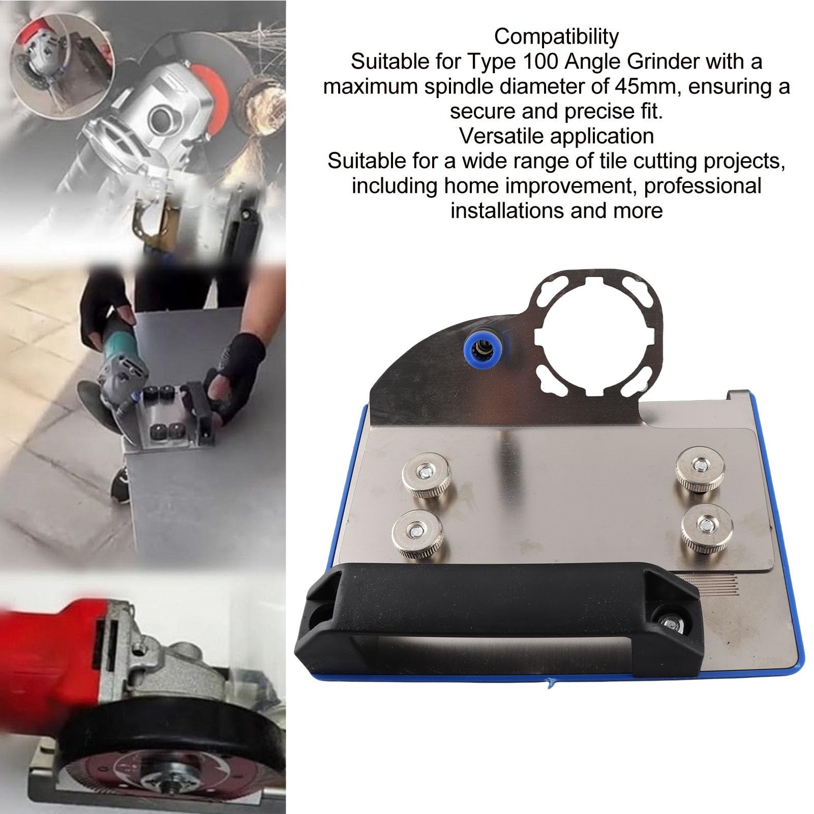 Soporte para Amoladora Angular para Corte de Chaflán de Azulejos de 45°, Soporte para Amoladora Angular de Acero Inoxidable con de Sujeción Seguro, Soporte Fijo para Rectificado