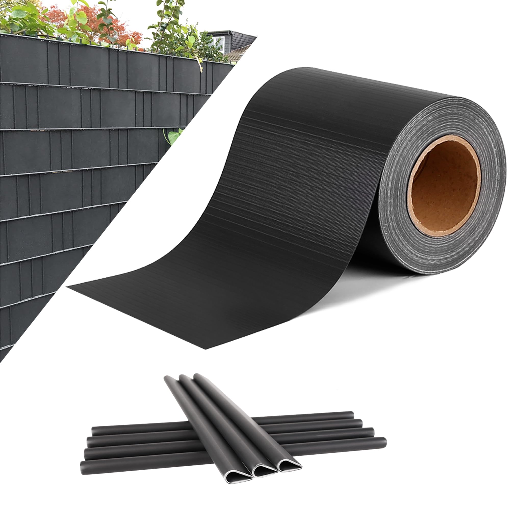 UISEBRT Telo Frangivista in PVC per Rete a Doppia Sbarra, 70 m x 19 cm, Rotolo di Pellicola Protettiva per Recinzione con Clip di Fissaggio, 450 g/m², protezione antivento da giardino, Antracite