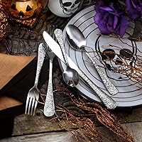 Vista 5 de Liberty Tabletop Calavera (Skull) - Juego de cubiertos (20 piezas) para 4 cubiertos 18/10, fabricado en Estados Unidos