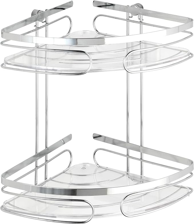 WENKO Eckregal 2 Etagen Premium Edelstahl griffbereite Aufbewahrung Glänzend