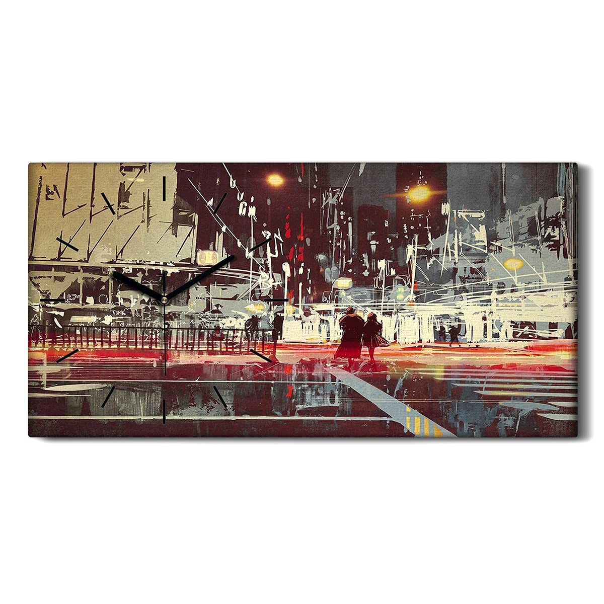 Horloge sur toile decoration salon chambre art mural moderne 60x30cm sans tic tac