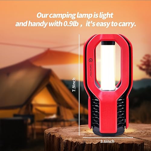 Miniatura 2 de Linterna LED recargable para campamento, diseño de agarre libre, 4 modos, impermeable IP65, brillo cálido de 3000 K, luz ligera y portátil para