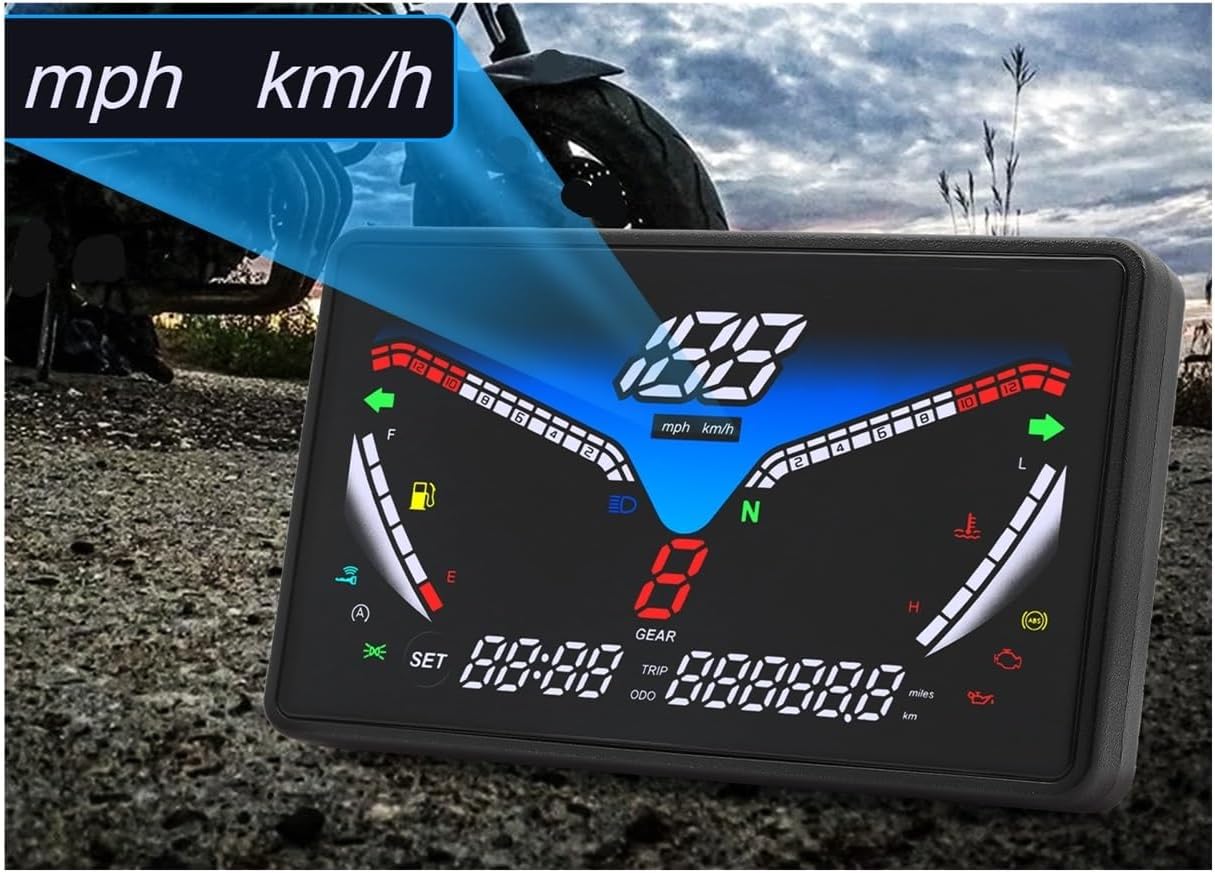 Motorcycle Speedometer Universal Motorcycle Digital Tachometer Odometer 0~199km/h Tachometer Odometer Gauge Dual Odometer Tachometer