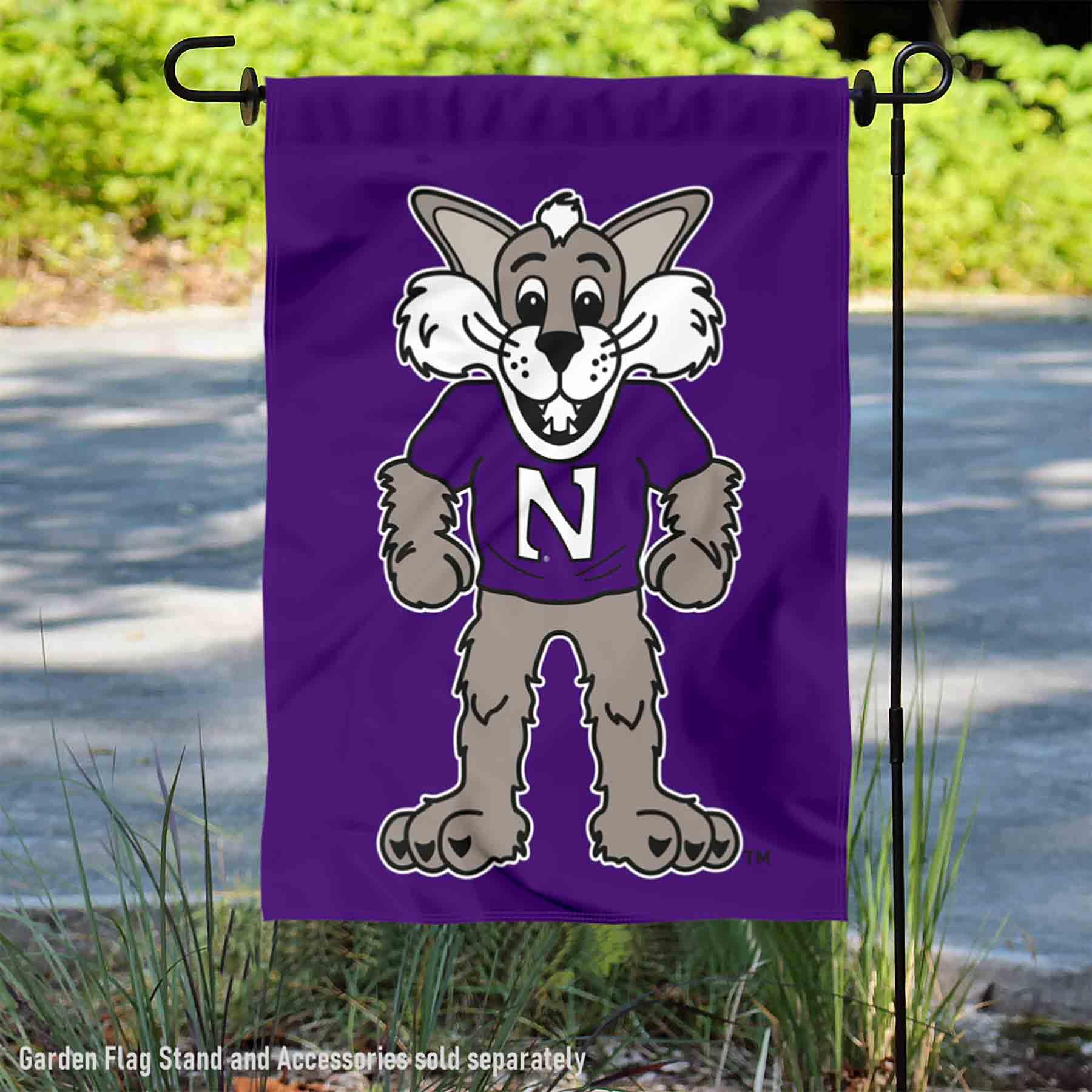 Northwestern University Gartenflagge – Doppelseitiges NU Wildcats Banner, 100% Polyester