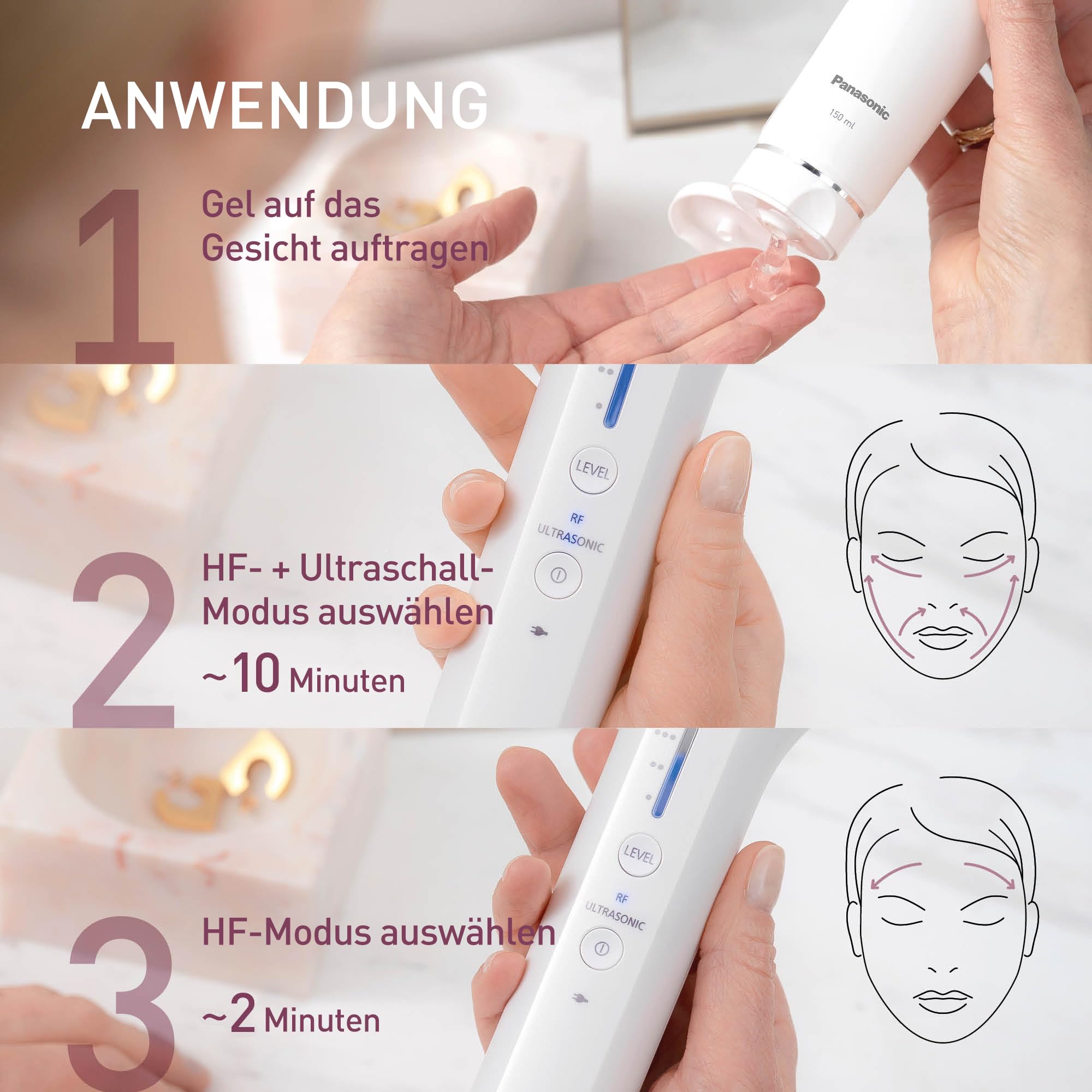 Panasonic EH-XR10, Radiofrequenz – und Ultraschallgerät für das Gesicht, innovative Beauty-Anwendungen zur Hautstraffung