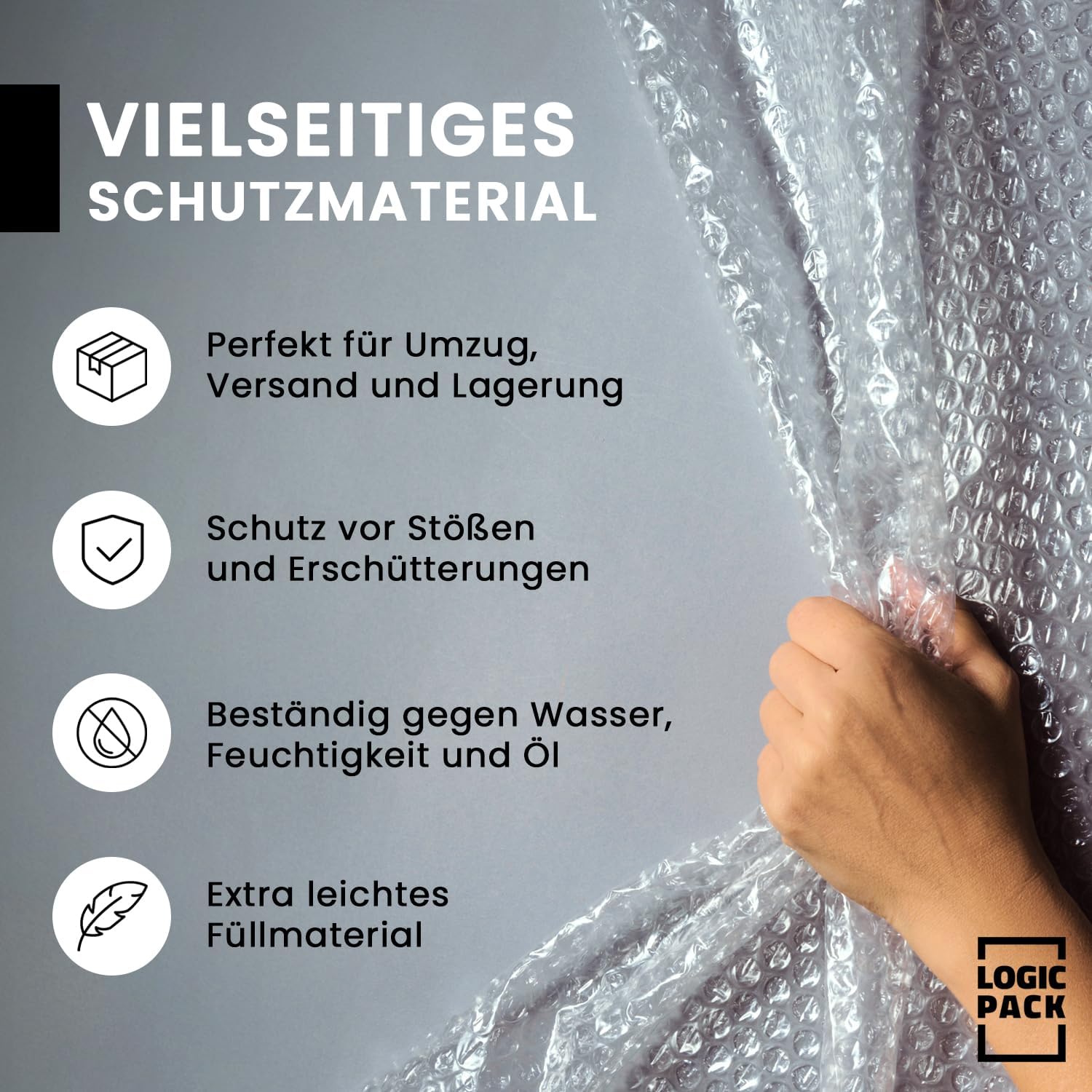 Luftpolsterfolie Rolle 100m x 120cm 50µm 2-lagig Noppenfolie Umzug Versand Verpackung recycelbar Made in Germany