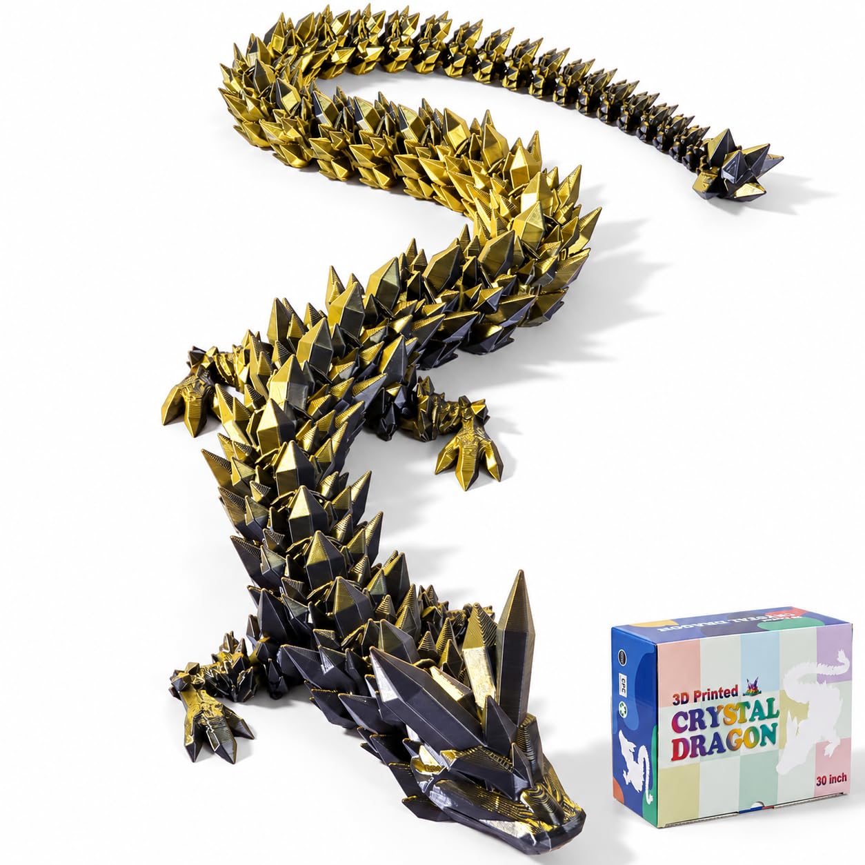 HyBaiS 24" Large 3D Printed Dragon,Giant Flexible Articulated Dragon | Fantasy Dragon wit…