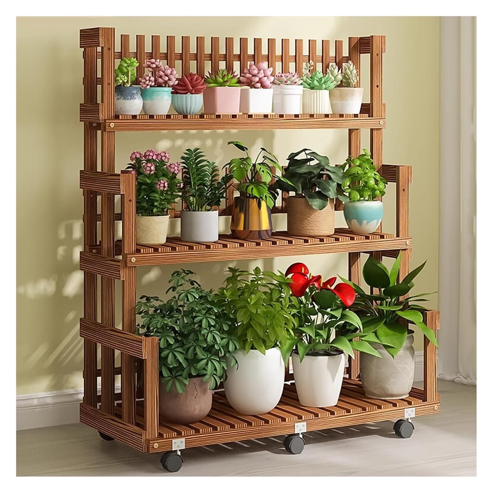Organisateur de rempotage mobile pour ne plus porter de lourds pots de fleurs