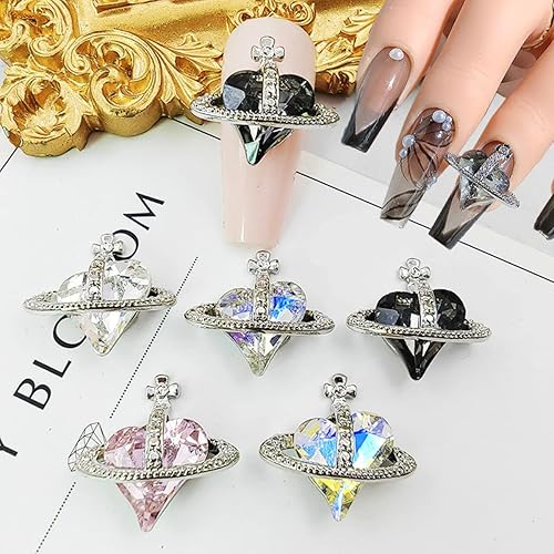 Miniatura 6 de Joyas de uñas de cristal de corazón brillante con diamantes de imitación en forma de corazón, accesorios de arte de uñas de bricolaje (14 unidades)