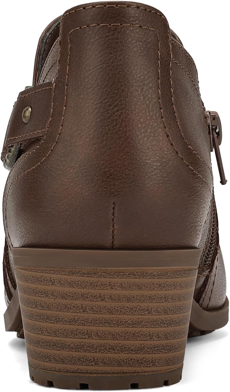 mysoft Women's Side Zipper Ankle Boots Low Stacked Heel Chunky Booties Comfortable Round Toe shoes - Image 5