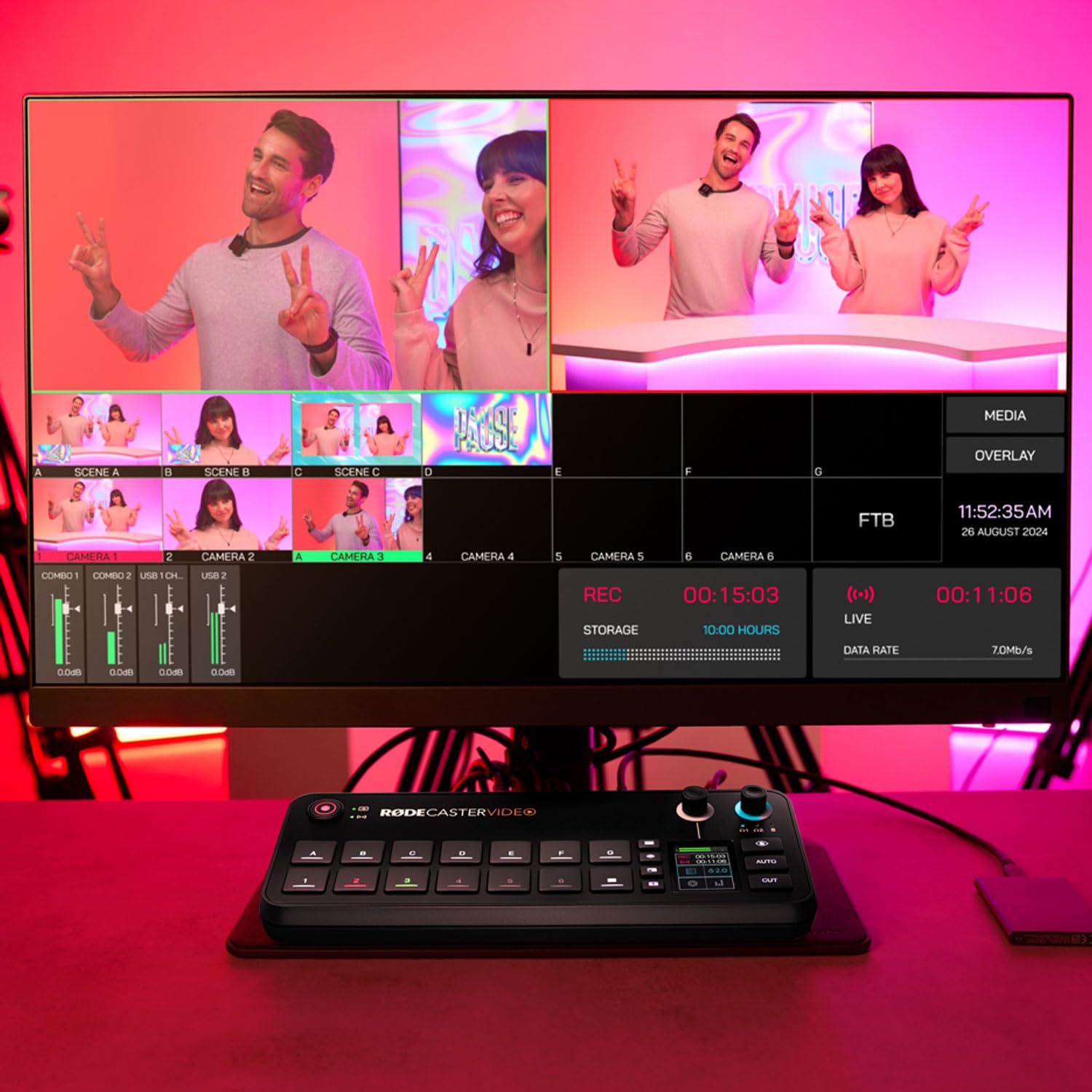 Rode Rodecaster - Console video per produzione audio e video con supporto keepdrum, colore: Argento