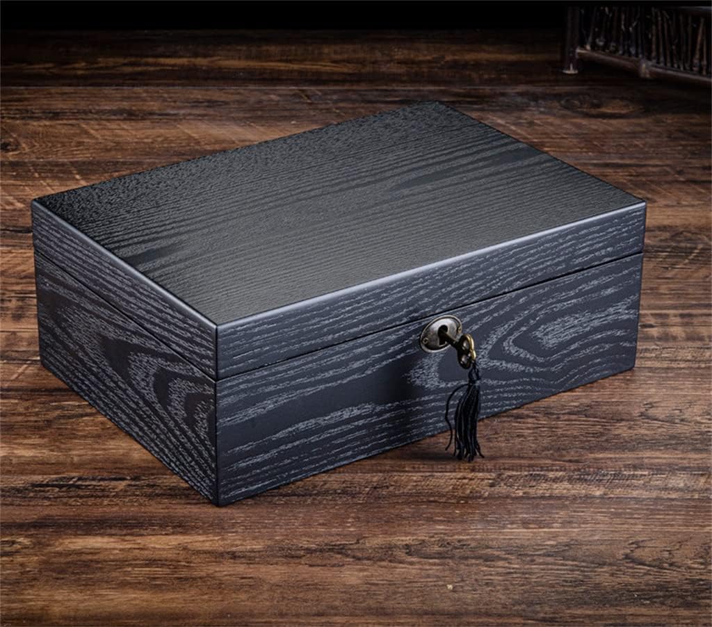 20 Slots Black Wooden Watch Boxes Storage Organizer Box Wood Layer Mechanical Lock Jewelry Display Case Gift
