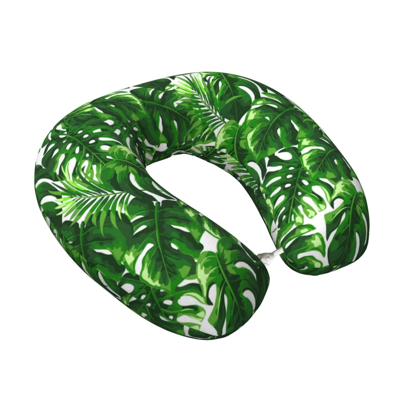 LKYMOH Monstera Deliciosa Banana Palm, Travel Neck Pillow U-Shaped Memory Neck Support Soft Comfortable With Washable Cover For Airplane Car Traveling and Office